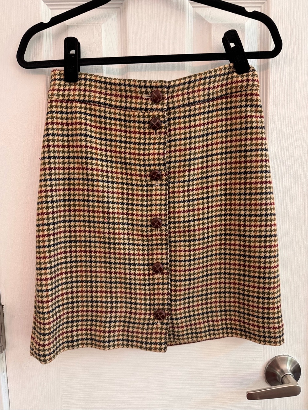 TALBOTS Wool Blend Houndstooth Button Front Skirt Size 2P